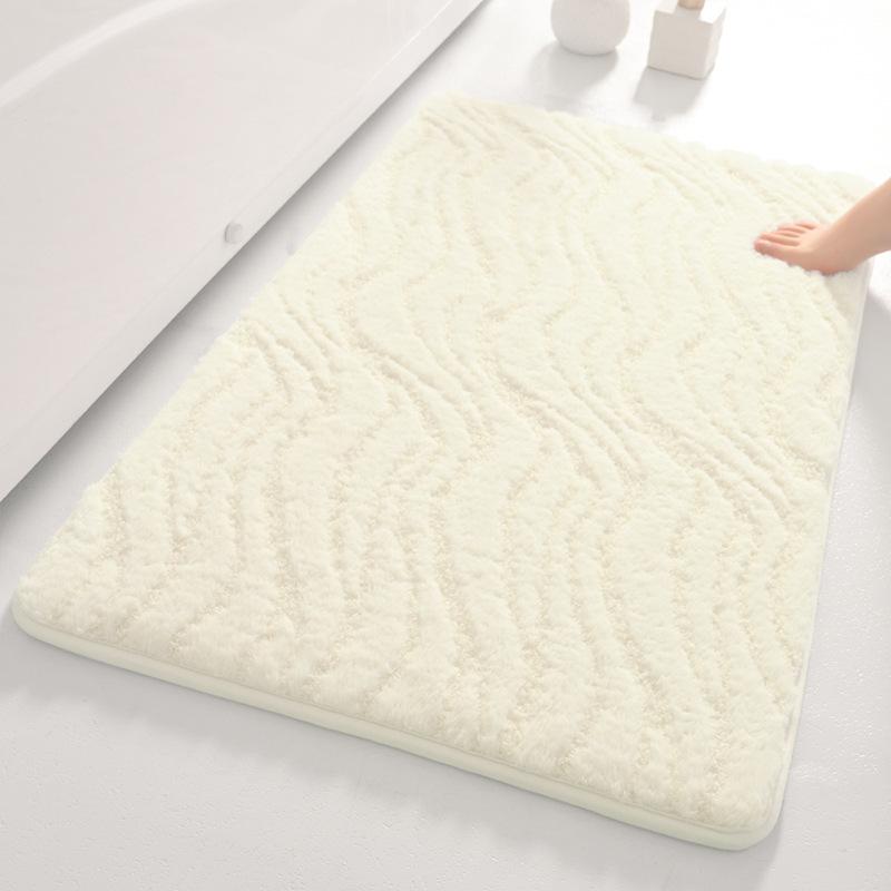 Thickened Solid Color Bathroom Absorbent Floor Mat with Wave Pattern for Household Use, Anti Slip Door Mat for Bathroom, Toilet Door Mat