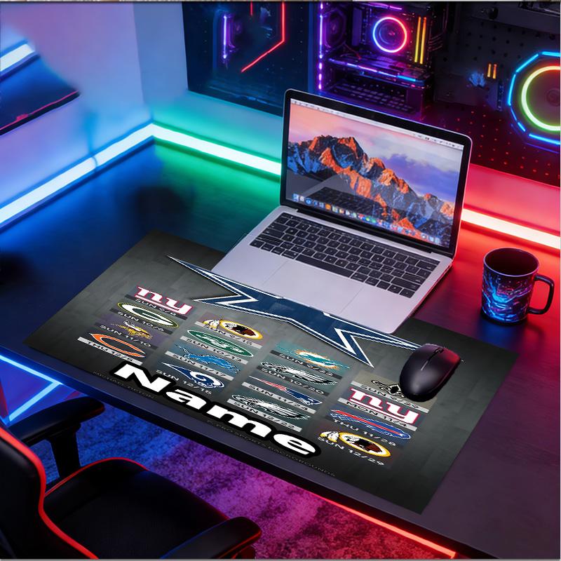 Custom Name Personalized Dallas Cowboys Pattern Mousepad, Laptop PC Desk Mat, Decorative Desk Mat for Home Keyboard Pad Gift