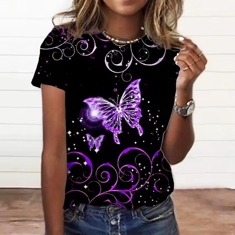 Women'S T-Shirt 3d Floral Print Tee Large Size Tops Woman Clothing Everyday Female Top Women Short Sleeve T Shirt