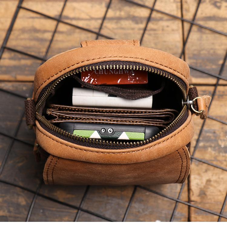 Мужская сумка через плечо из натуральной кожи в стиле ретро, поясная сумка из коровьей кожи, молодежная, легкая, маленькая, многофункциональная