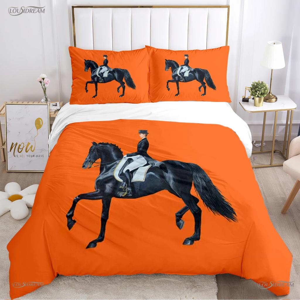Fashion Ethnic Frame Horse Duvet Cover Comforter Bedding Set Soft Quilt Cover and Pillowcases for Teens Single/Double/Queen/King