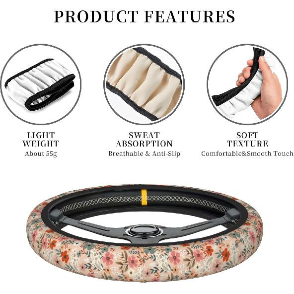 Ретро Цветок Голубя Цветочный Чехол на Руль Универсальные Аксессуары для Салона Автомобиля Для Женщин Мужчин 15 Дюймов Противоскользящий Дышащий Без Запаха Неопрен Декор