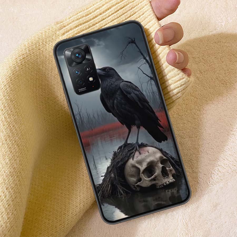 Чехол для телефона Ворон Темная Ворона Для Redmi Note 13 14 15 Pro Plus 12 13C 12C 15C 9 10 10C 9T 9C 9A ТПУ Мягкий Чехол Прозрачные Чехлы для Телефона Sho