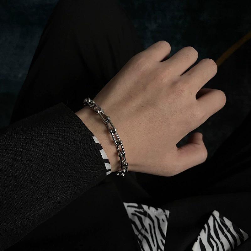 Stainless Steel U-Shaped Horseshoe Bracelet Punk Non-Fading Link Chain Adjustable Bracelet For Woman Girl Jewelry Party Gift