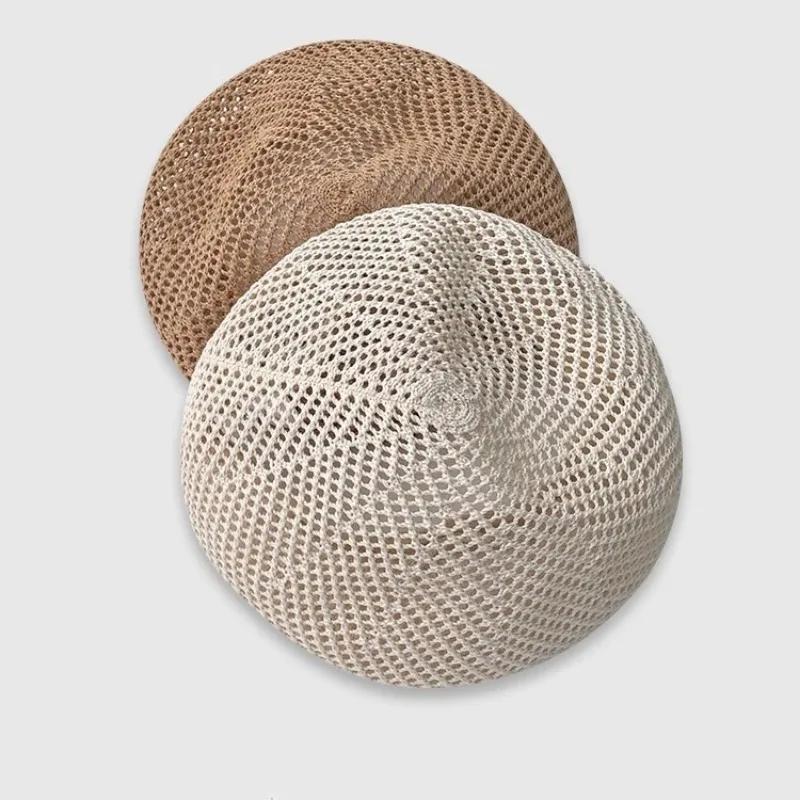 Новый летний однотонный берет для женщин, уличная мода, повседневная шляпа от солнца с полыми отверстиями, женский берет, шапка-бонет, оптовый подарок