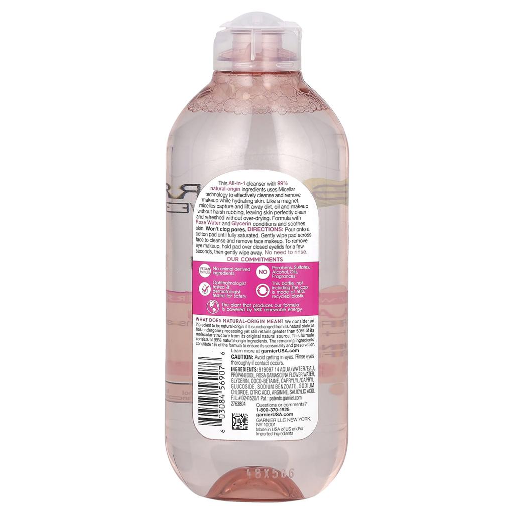 Skinactive, Water Rose Micellar Cleansing Water, 13.5 Fl Oz (400 Ml)