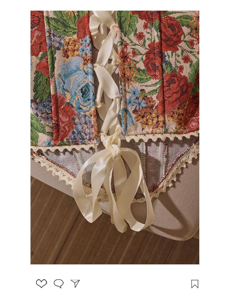 Трендовый ретро французский жаккардовый корсетный жилет без бретелей