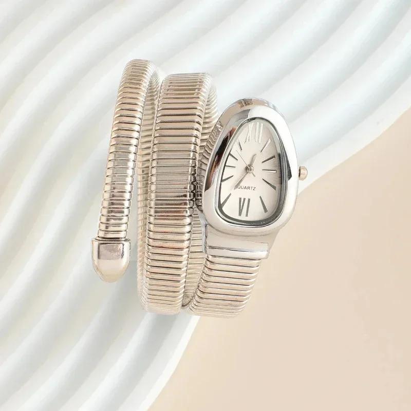 1pc-High Quality and Fashionable Women's Snake Head Alloy Case Exquisite and Luxurious Quartz Women's Watch