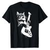 Funny Guitar Cat Rock Humorous Kitty Lover Cat Playing Guitar T-Shirt Graphic Tee Cute Musical Rock Comics Kitten Outfits Gift