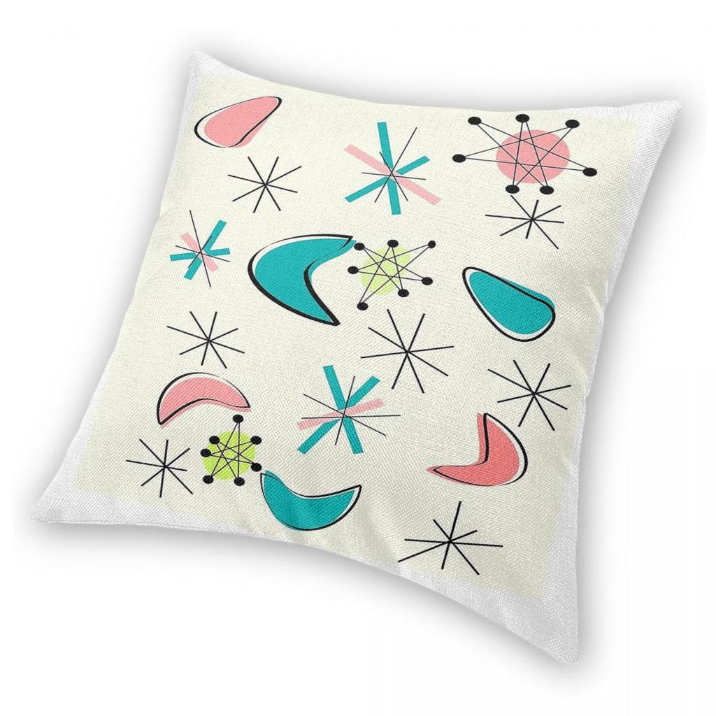 Mid Century Atomic Age Square Pillowcase Polyester Linen Velvet Printed Zip Decor Pillow Case Home Cushion Cover