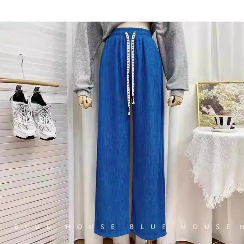 Qianqianye Pattern Wide-leg Pants Women's Summer New Pleated Drape Loose Straight-leg Pants Children's Fashion Versatile Casual Pants