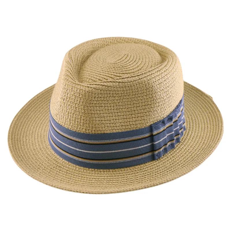 Соломенная шляпа Федора S/S с широкой полосатой лентой, плетеная шляпа от солнца для мужчин и женщин