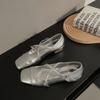 Mary Jane shoes small silver shoes spring 2025 new versatile light mouth soft leather cross single shoes small leather shoes