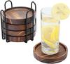 Yangbaga Wooden Coaster Set with Storage 3D Pads for and Guests 5-Piece Holder, Coasters, Heat-Insulating Tea, Cafes,