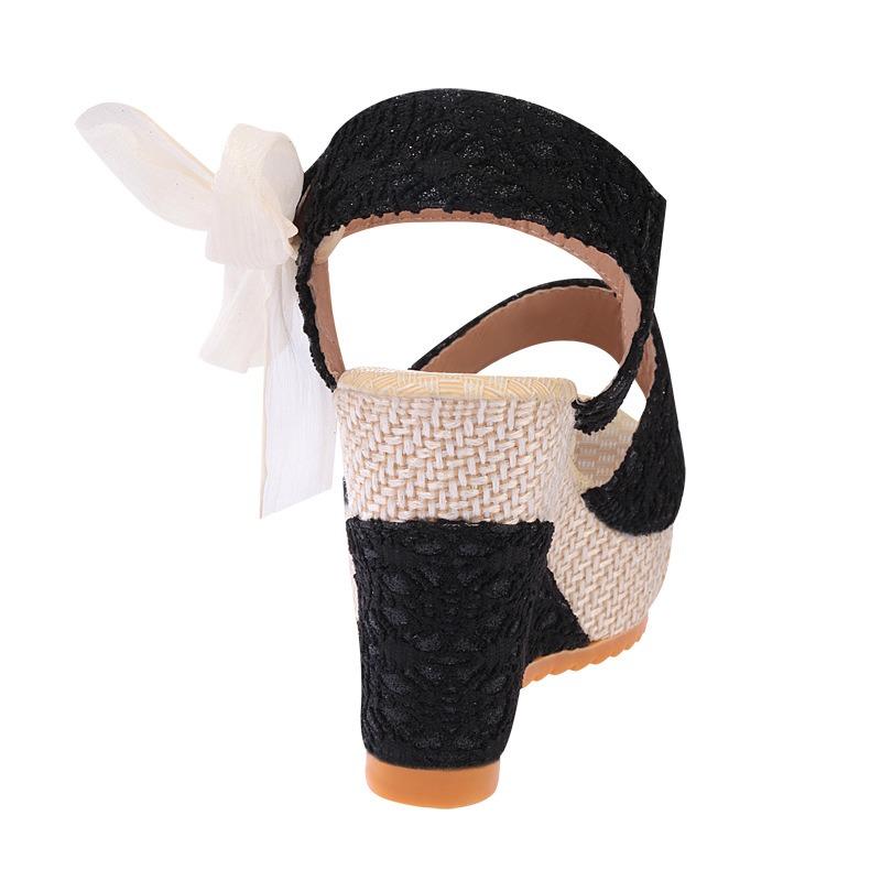 Босоножки на каблуке с наклонной подошвой, женские туфли на высоком каблуке, большого размера