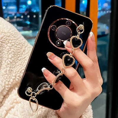 Чехол для Honor Magic5 Lite, роскошный силиконовый чехол с браслетом-цепочкой и бриллиантами для Honor X9a X8a X7a X6 X9 X8 Magic 5 Lite, защитный чехол