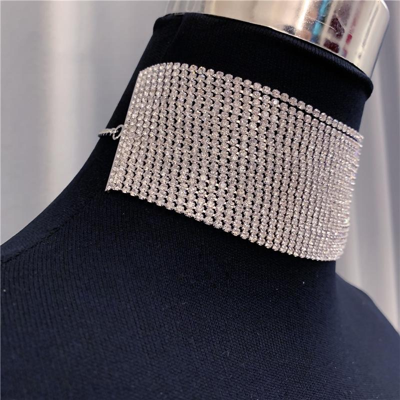 Модное многослойное короткое ожерелье-цепочка, простое полное бриллиантовое ожерелье, женское колье