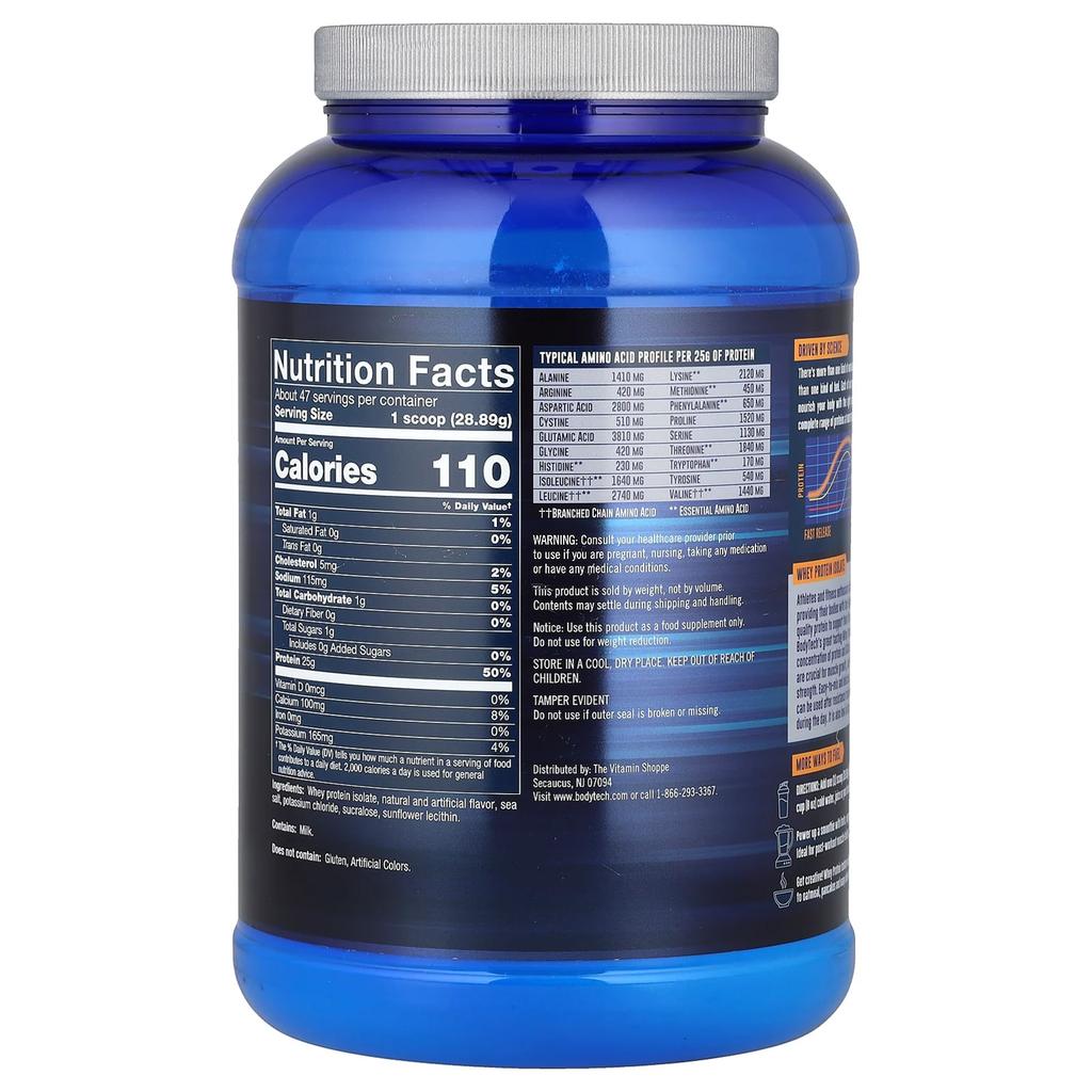 BodyTech, whey protein isolate, French vanilla, 3 lbs (1.36 kg)