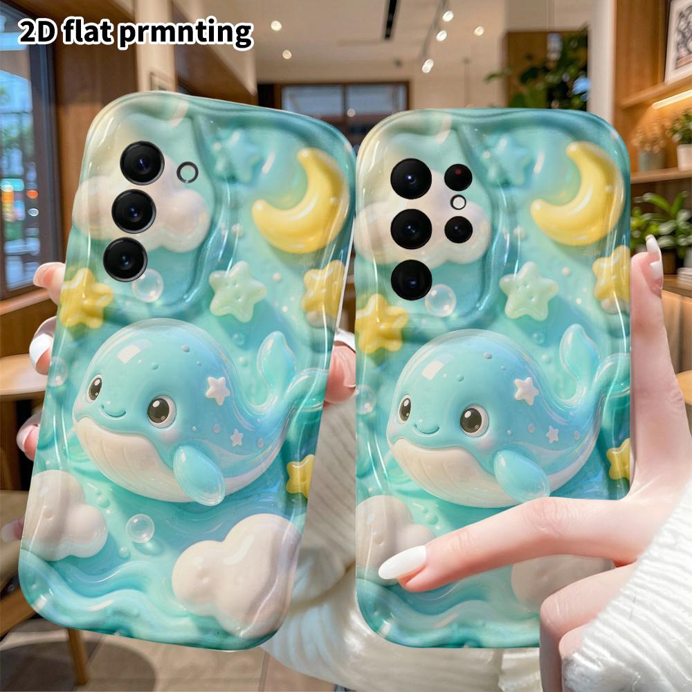 Phone case: 2D flat, suitable for Samsung Galaxy A34 A35 M05 M06 S20 S22 S21 FE Plus 5G protective case, cartoon whale, perfect Christmas and Hallowee