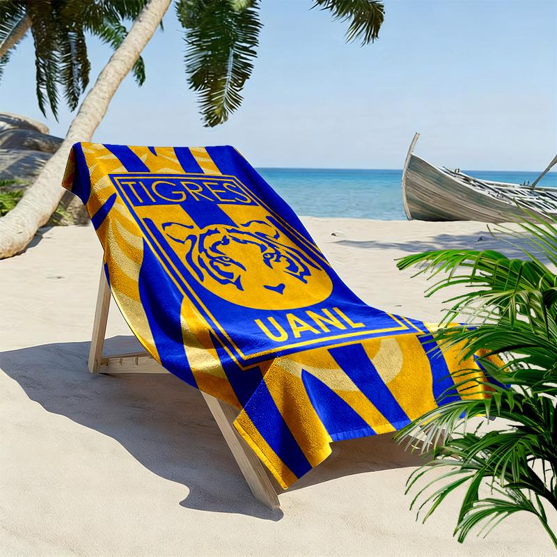 Пляжное полотенце с принтом Tigres UANL, Большое, Мягкое, Быстросохнущее, для Пляжа, Кемпинга, Плавания