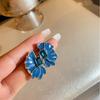 Элегантные полукруглые серьги-подвески в форме цветка для женщин, синие эмалевые квадратные стразы с масляной эмалью, серьги-подвески для вечеринки, модные ювелирные изделия в подарок