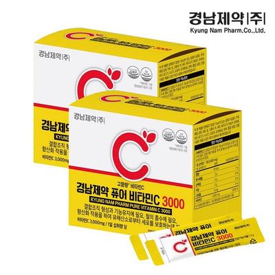 Kyungnam Pharmaceutical Pure Vitamin C 3000 с высоким содержанием 90 пакетов, 270 г, 2 единицы, корейская здоровая пища