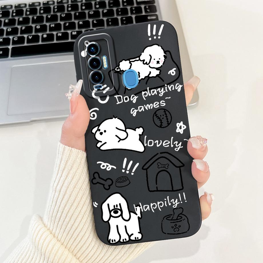 Funda For Tecno Camon 18 18i 18P 18 Primer CH7 CH6 Case Capa Soft Matte Silicone Bumper Cartoon Animal Painting Back Cover