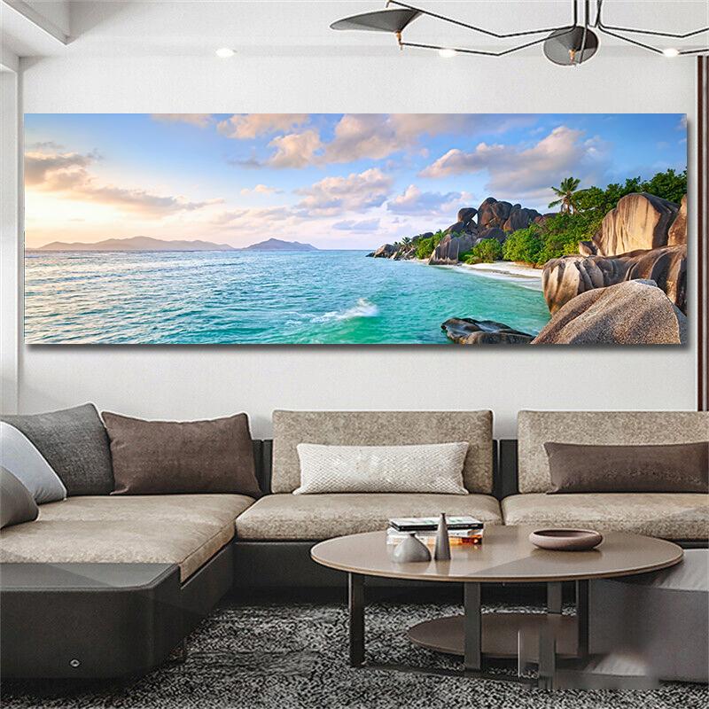Natural Tropical Sea Beach Canvas Painting Palm Tree Seascape Posters And Prints Wall Art Pictures Living Room Home Decoration