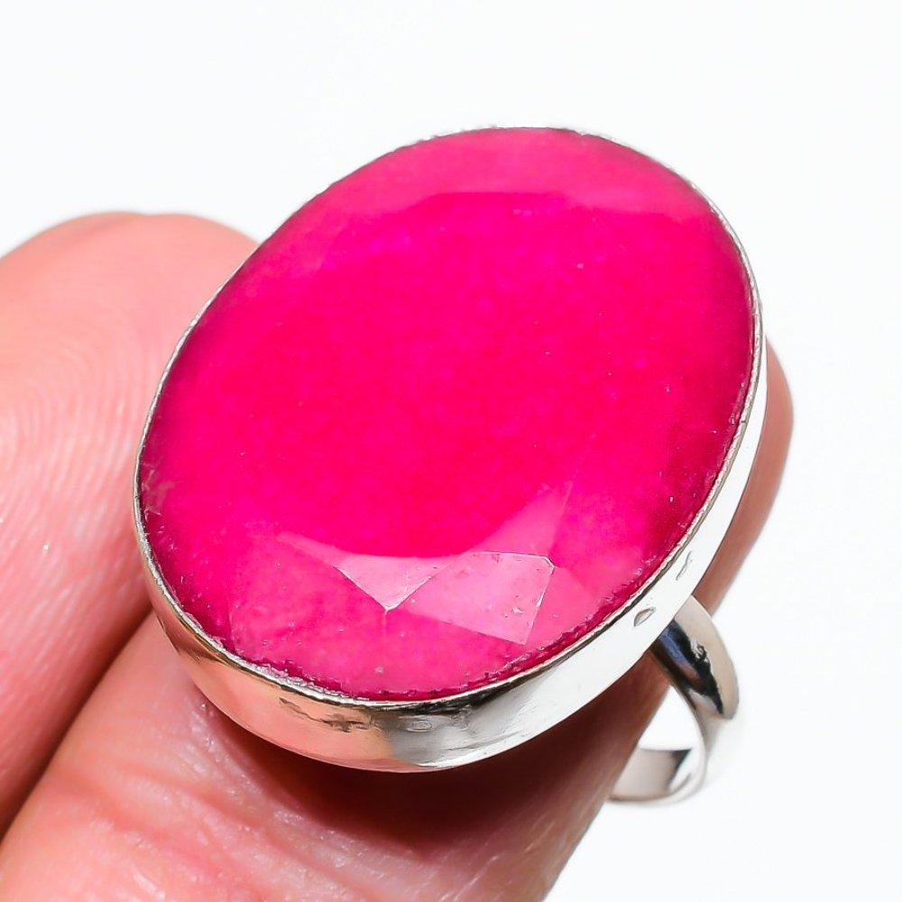 Ruby(Simulated) Gemstone Handmade 925 Sterling Silver Jewelry Ring Size 10 W1v20