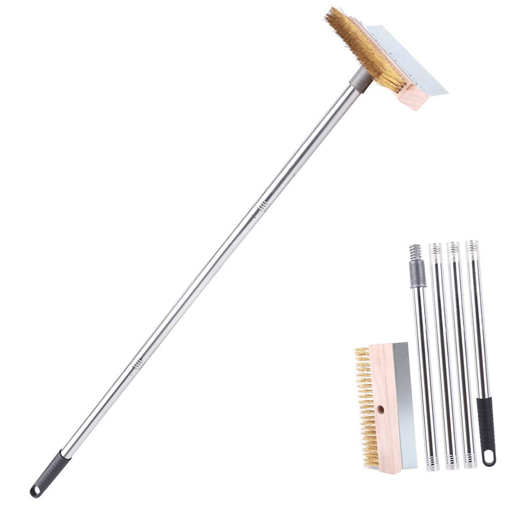 Pizza Oven Cleaning Brush Grill Cleaning Tool with Scraper for Home Kitchen and Commercial Use Long Handle Design