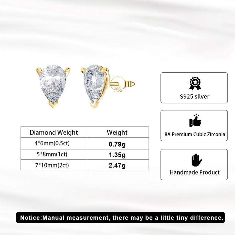 Colorful Earrings Light Luxury 8A Shiny Zircon Studs Waterdrop Women