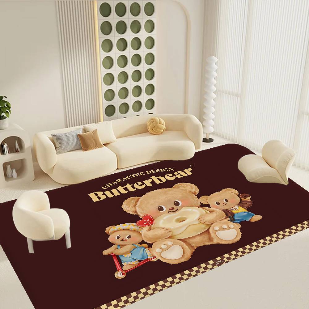 Cute B-butter Bear Floor Mat Non-Slip Laundry Room Mat Laundry Decor Balcony Child Living Room Bedside Mats