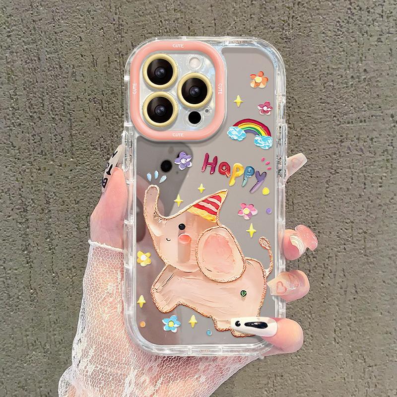 Ins Картина маслом слон Iphone16promax Чехол для телефона Apple 15 High-end Sense 14 Mirror 13 Giraffe 7/8