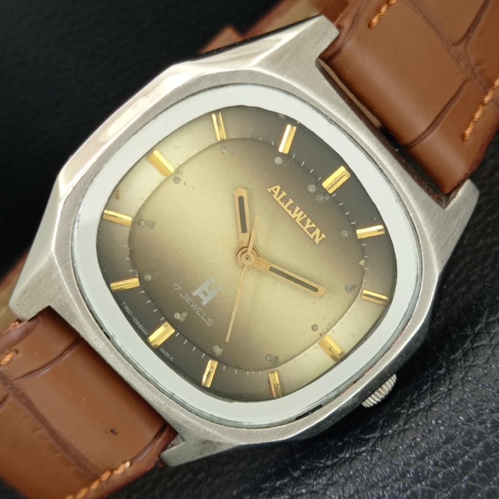 ВИНТАЖНЫЕ МУЖСКИЕ ЧАСЫ ALLWYN 6300A С РУЧНЫМ ЗАВОДОМ ИНДИЯ ОРИГИНАЛ ЦИФЕРБЛАТ a708160-1