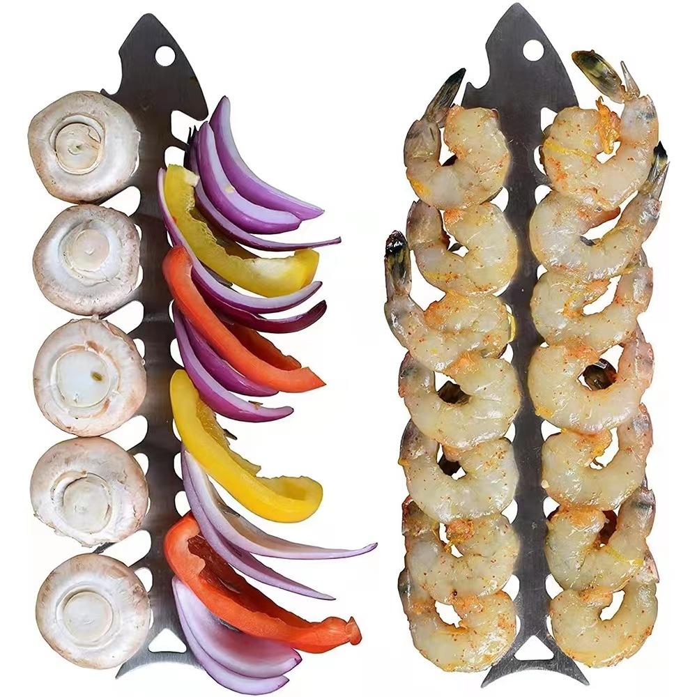 Премиальные шампуры для барбекю из нержавеющей стали 'Рыбья кость' для кебаба и мяса, набор шампуров для гриля, инструменты для гриля, решетка для барбекю, сверхпрочные, легко чистить