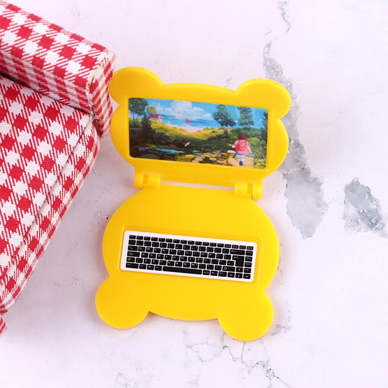 3Pcs/Set 1:12 Dollhouse Miniature Folding Laptop Model Computer Tablet Phone Set Doll House Office Scene Home Decor Toy