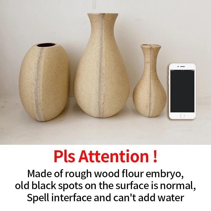 Ретро деревянная ваза для цветов, простая винтажная ваза для украшения дома, вазы для цветов в скандинавском стиле, декоративные поделки, горшок для растений Florero