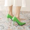 Женские туфли на высоком каблуке, роскошные женские офисные туфли-лодочки с острым носком, женские модельные туфли для вечеринок, дизайнерские туфли зеленого и черного цвета, модные новые большие размеры