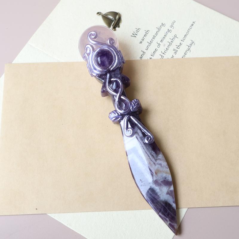 Knife Shaped Crystal Scepter, Magic Wand Combining Knife Shaped Crystal and Crystal Ball, Halloween Gift
