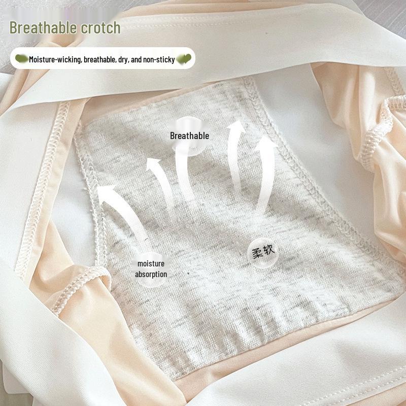 Ice Silk Seamless Women's Mid-Waist Breathable Cotton Crotch Ultra-Thin Triangular Panties - Japanese Korean Style