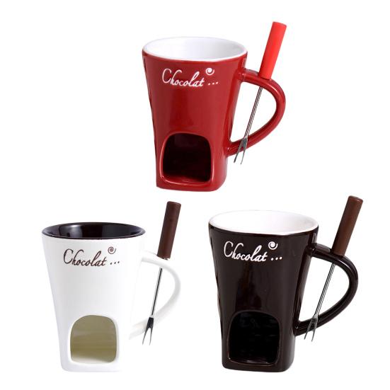 Кружка для шоколадного фондю 130 мл Керамическая чашка для шоколадного фондю с вилками Кружки для плавления