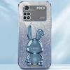 For Xiaomi Poco M4 Pro 4G Case Cartoon Rabbit PC+TPU Phone Cover with Pull-out Kickstand
