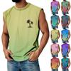 Мужская летняя майка без рукавов с принтом, круглым вырезом и градиентом, спортивная, в стиле кэжуал