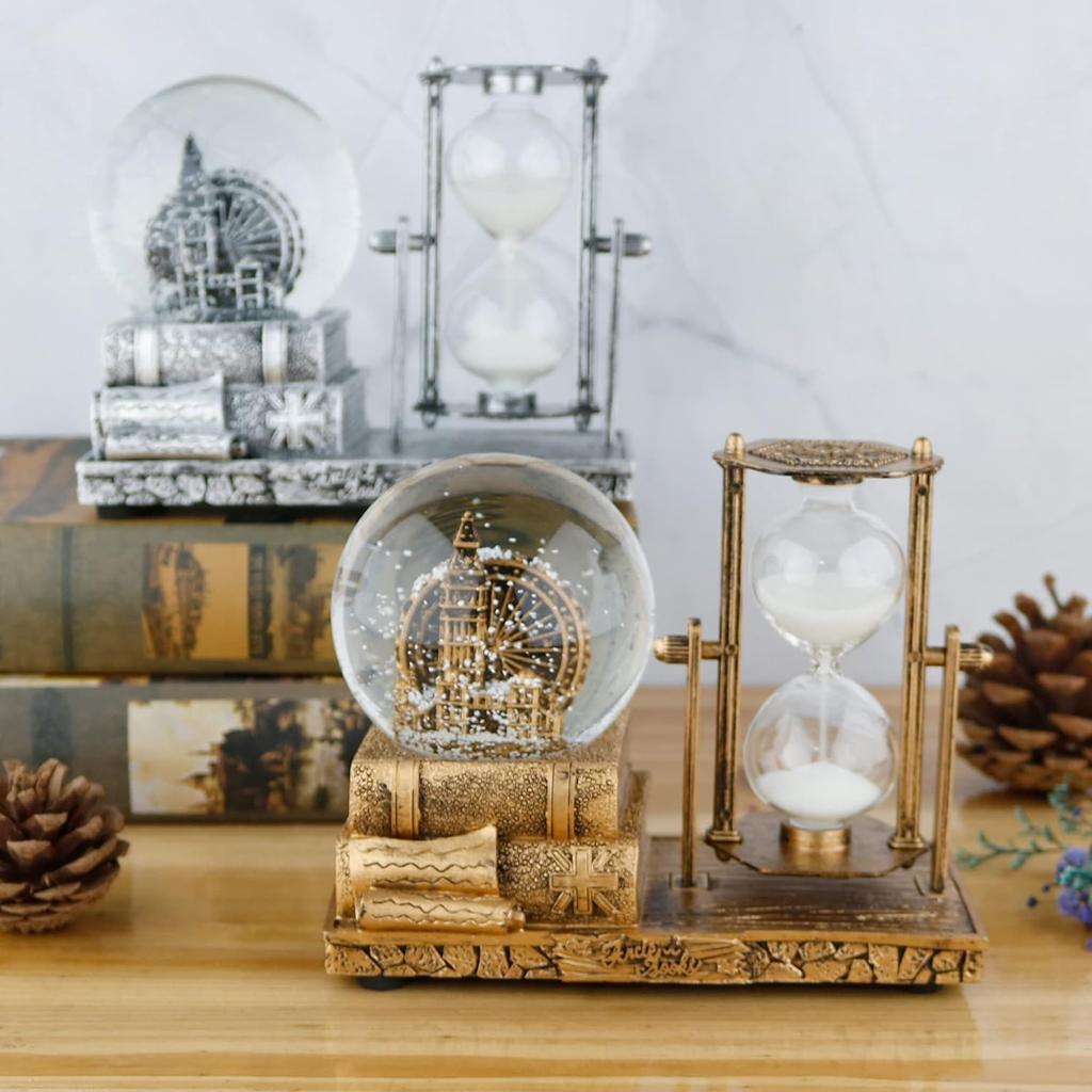 Светодиодный музыкальный стеклянный шар со снегом, Песочные часы, Часы-песочница, Декор для дома, Настольный декор