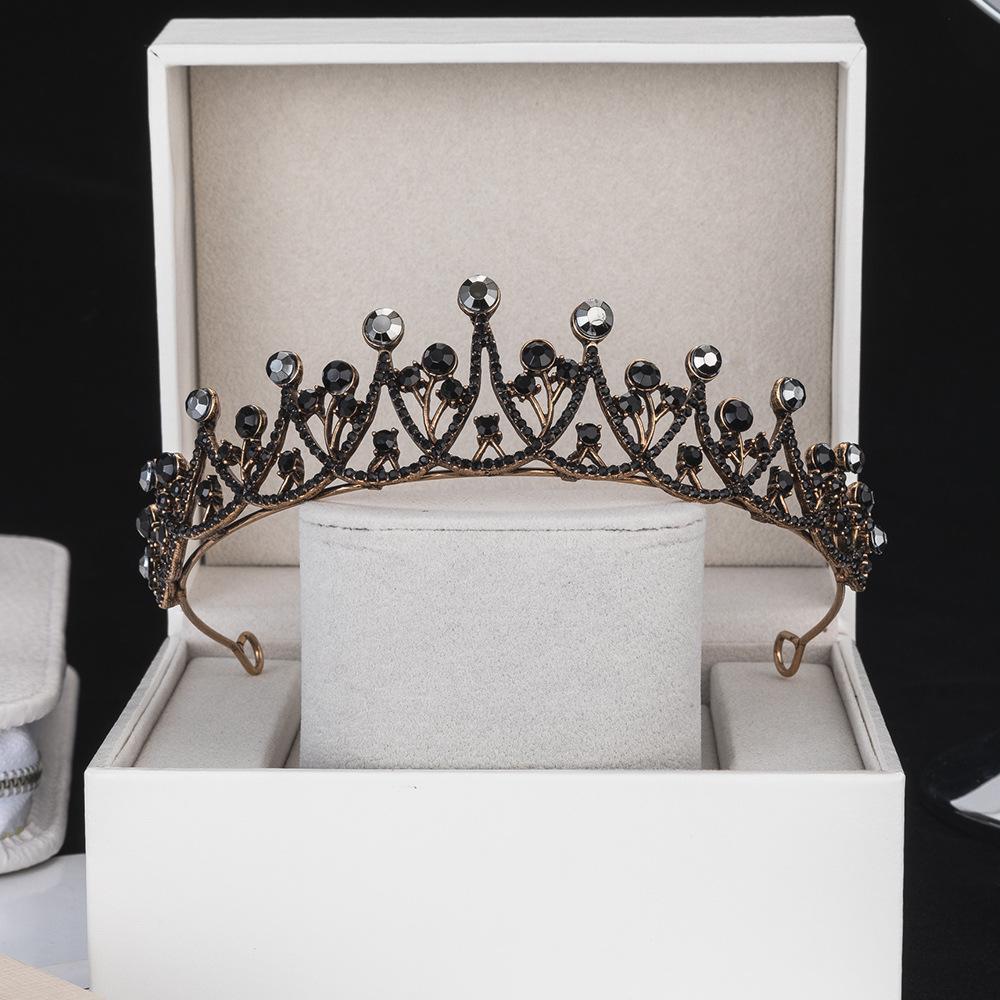 Свадебная корона в стиле барокко, новая ретро черная тиара, свадебное платье, свадебные аксессуары для волос, корона королевы на день рождения для взрослых