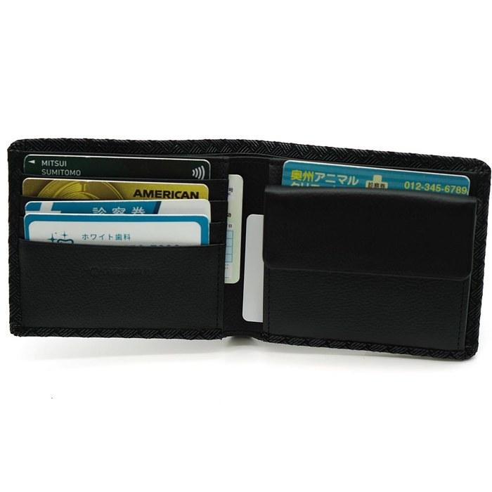 [Indentaya] Inden Two-Fold Wallet with Coin Case, Men's, Deer Leather, Traditional Craftsmanship, Made in Japan, No. 2006 ([1-158] Black