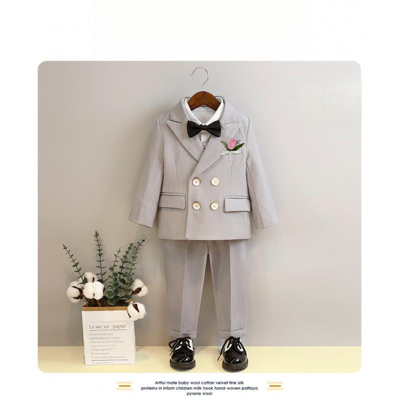 Children's Suit Formal Wear Spring Set Flower Boy Wedding Outfit Baby First Birthday Suit Boys Performance Costume