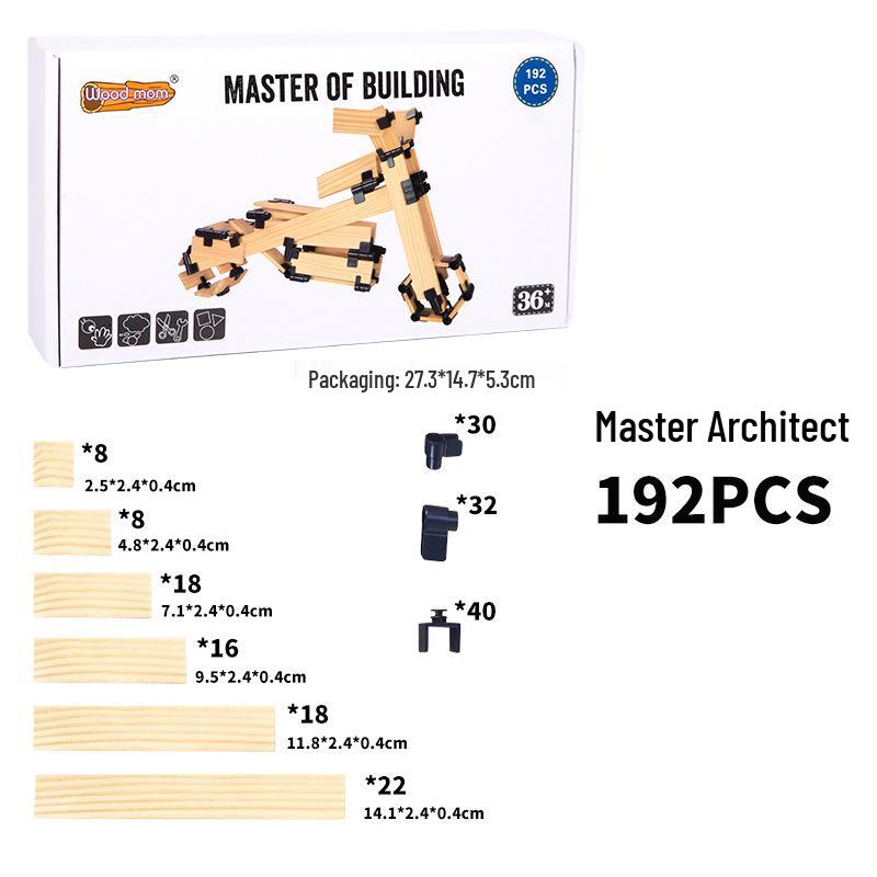 Kids' Master Architect Interlocking Wooden Building Blocks – Educational Assembly Toys for Kindergarten