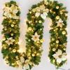 2.7M Christmas LED Garland Decoration Wreath LED Rattan Garland Decorative Green Christmas Artificial Xmas Tree Rattan Banner