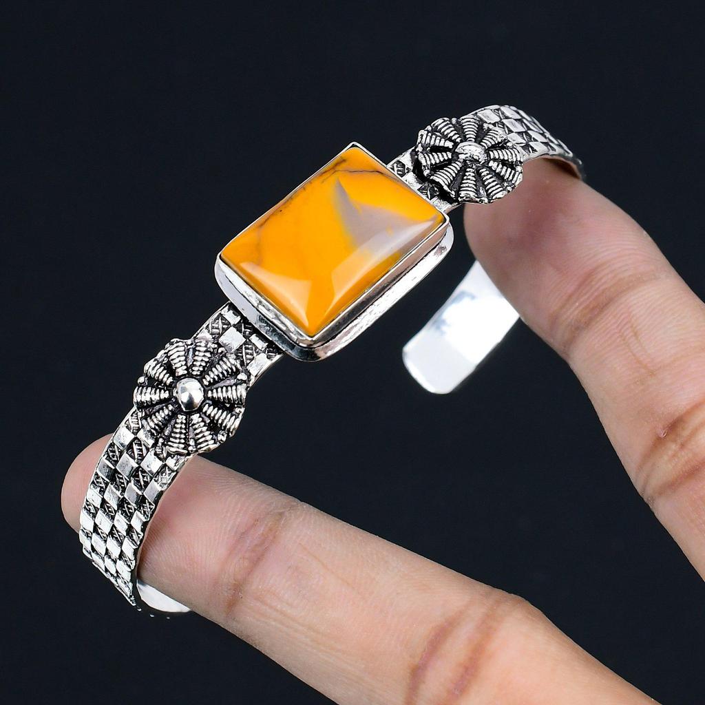 Easter Deal Mookaite Gemstone Trendy Mother Bangle Bracelet 925 Sterling Silver